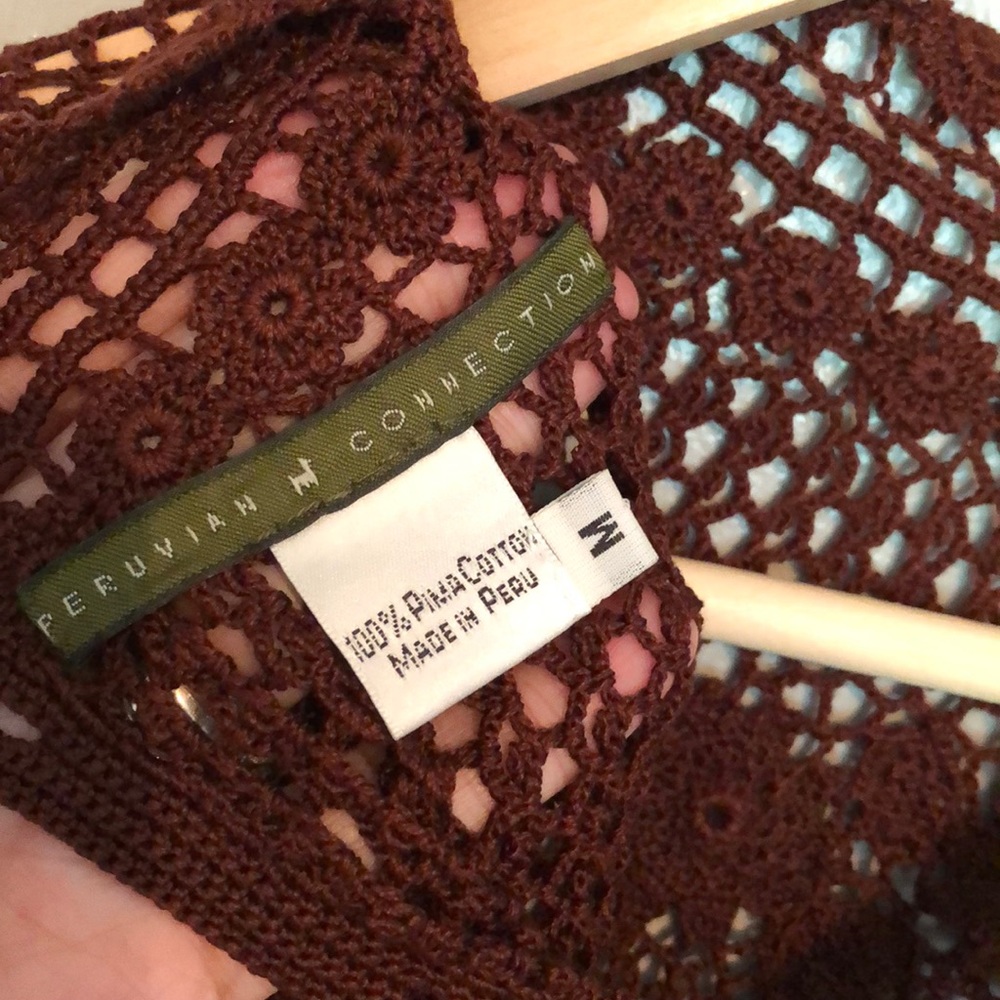 Crochet Openwork Women's Sweater Cardigan - Rust - Picture 6 of 6